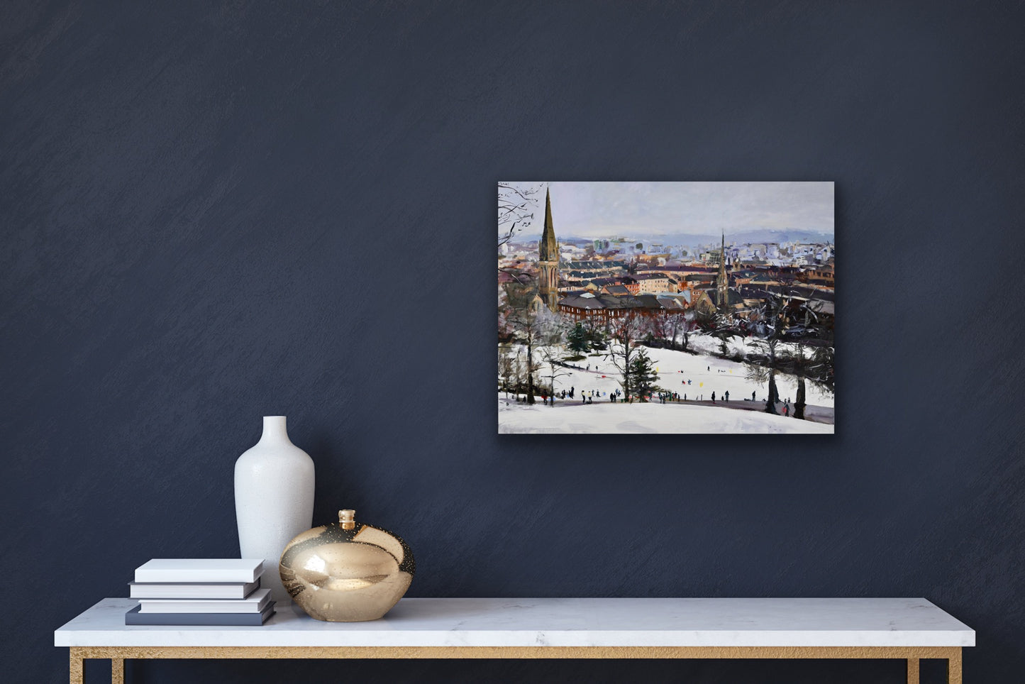 Queens Park in the Snow, Fine Art Print on Canvas