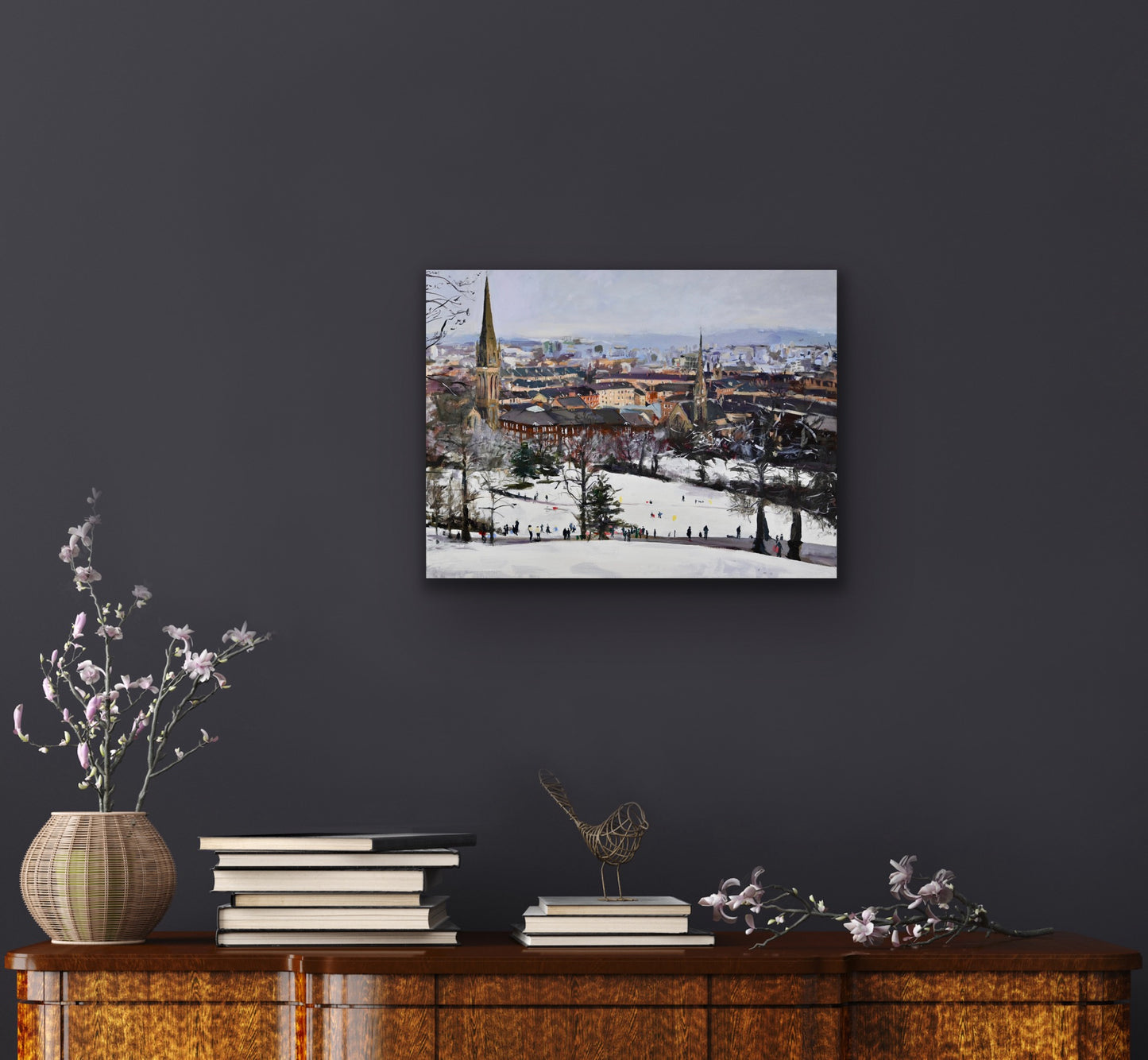 Queens Park in the Snow, Fine Art Print on Canvas