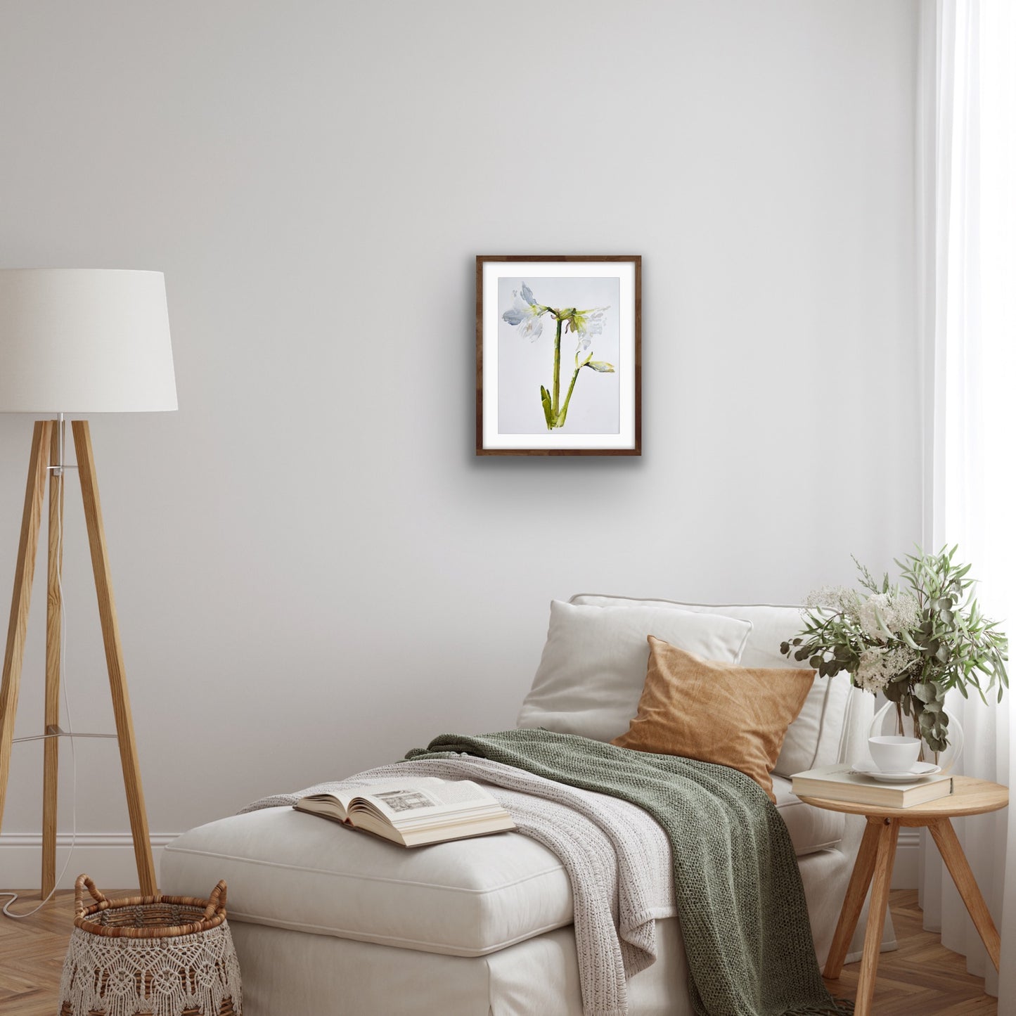 White Amaryllis, Watercolour Painting