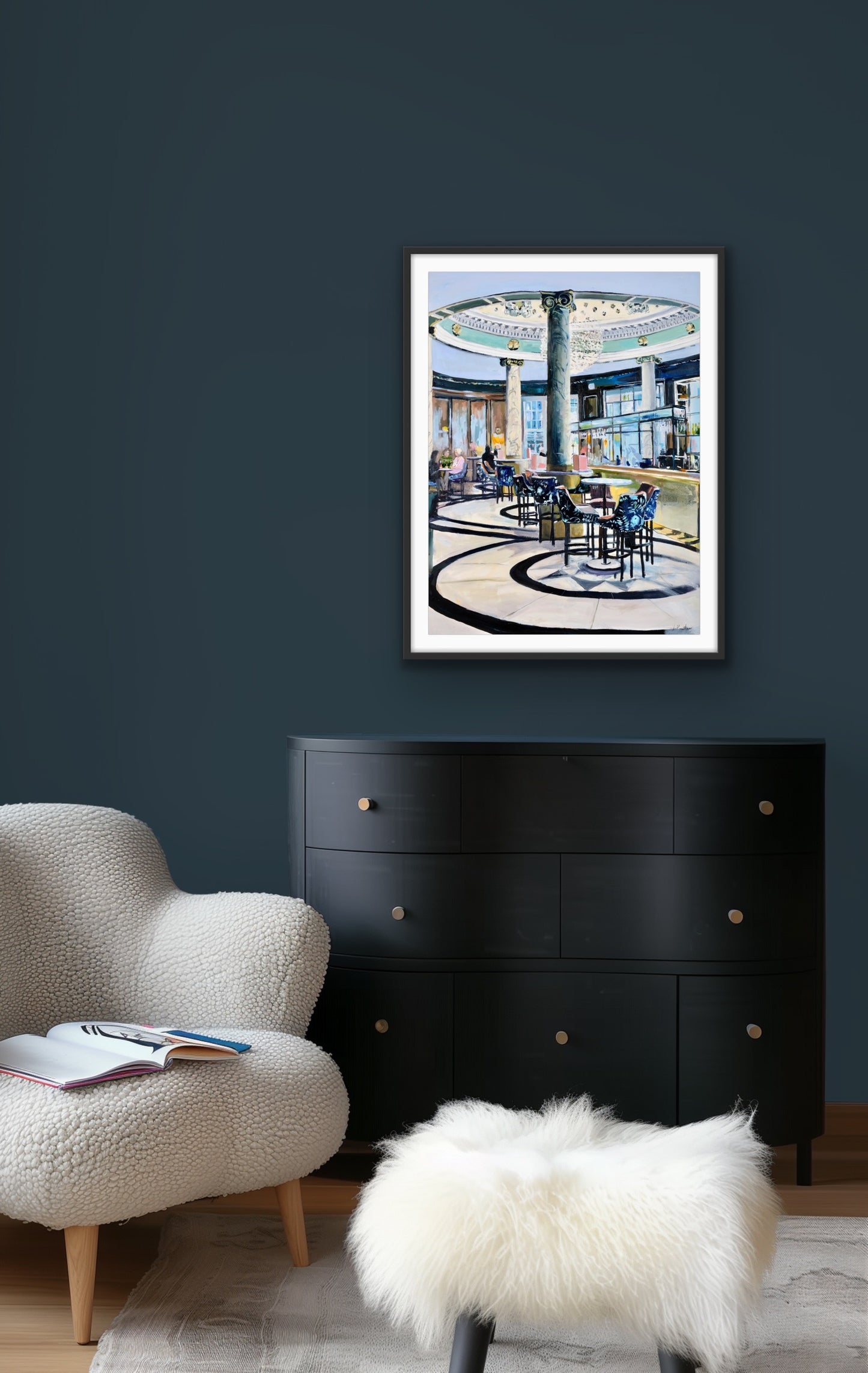 Champagne Bar, Glasgow Central, Fine Art Print on Paper Framed Print