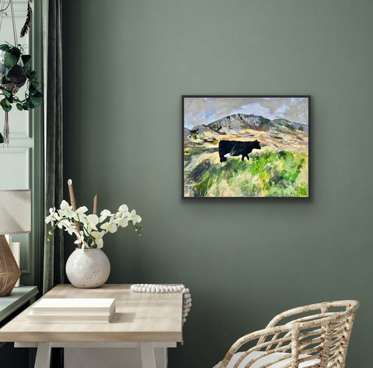 Colonsay Cow, Scottish Island | Fine Art Print on Canvas | Highland Cow Hebridean Landscape | Jenny Hunter
