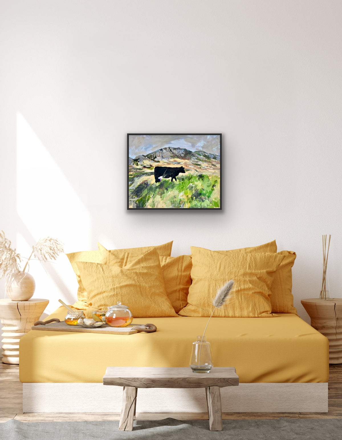 Colonsay Cow, Scottish Island | Fine Art Print on Canvas | Highland Cow Hebridean Landscape | Jenny Hunter