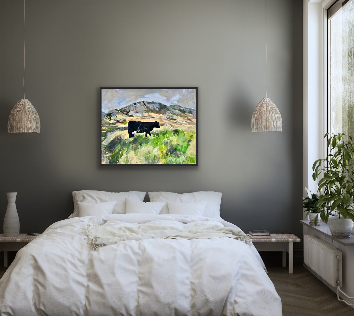 Colonsay Cow, Scottish Island | Fine Art Print on Canvas | Highland Cow Hebridean Landscape | Jenny Hunter