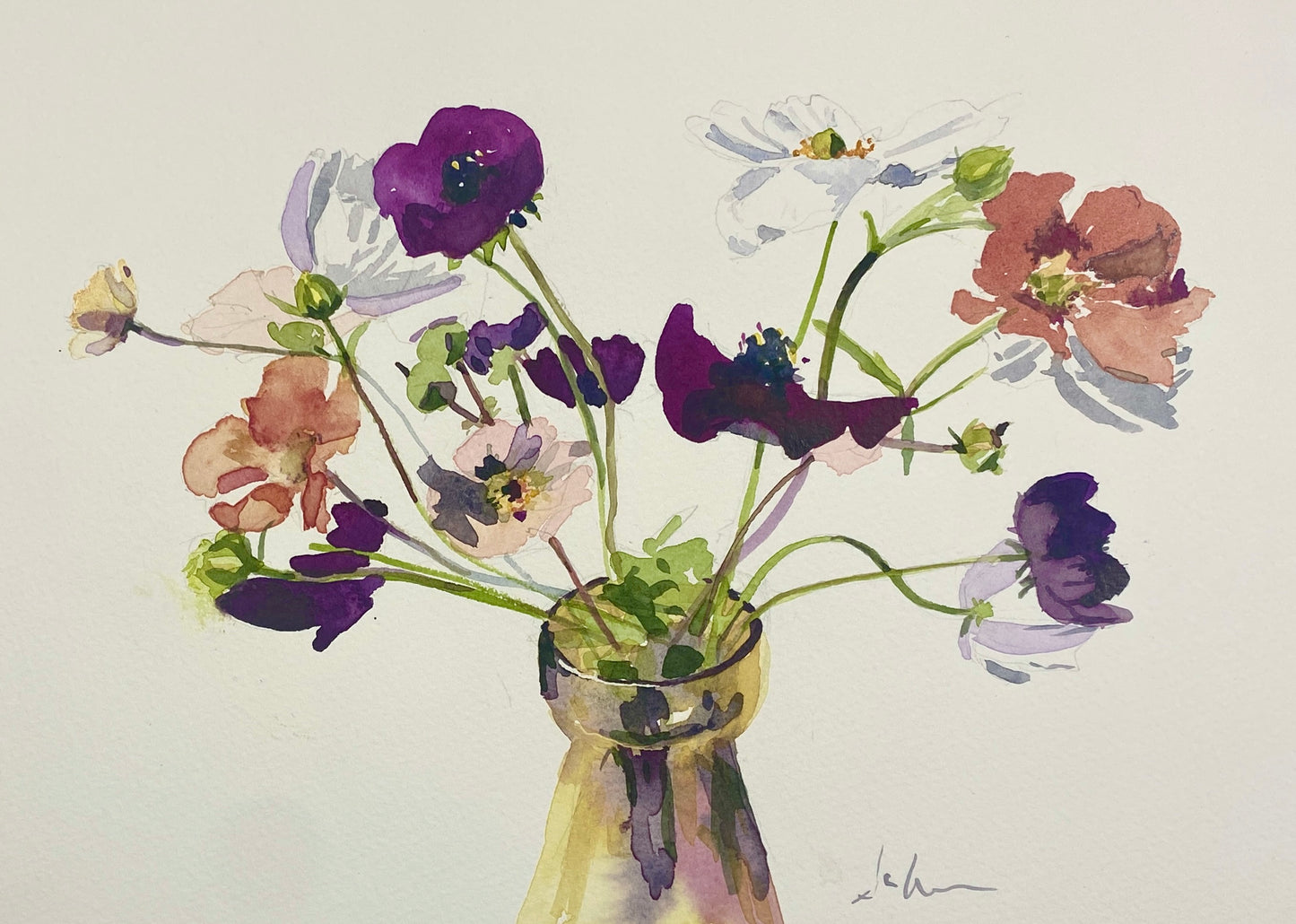 Antique Flowers, Watercolour Painting