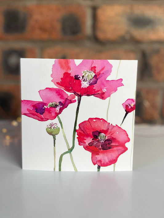 Red Poppies, greeting card