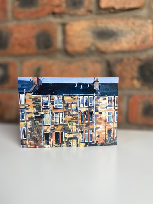 Back Court, Tenements, Glasgow, Greeting Card