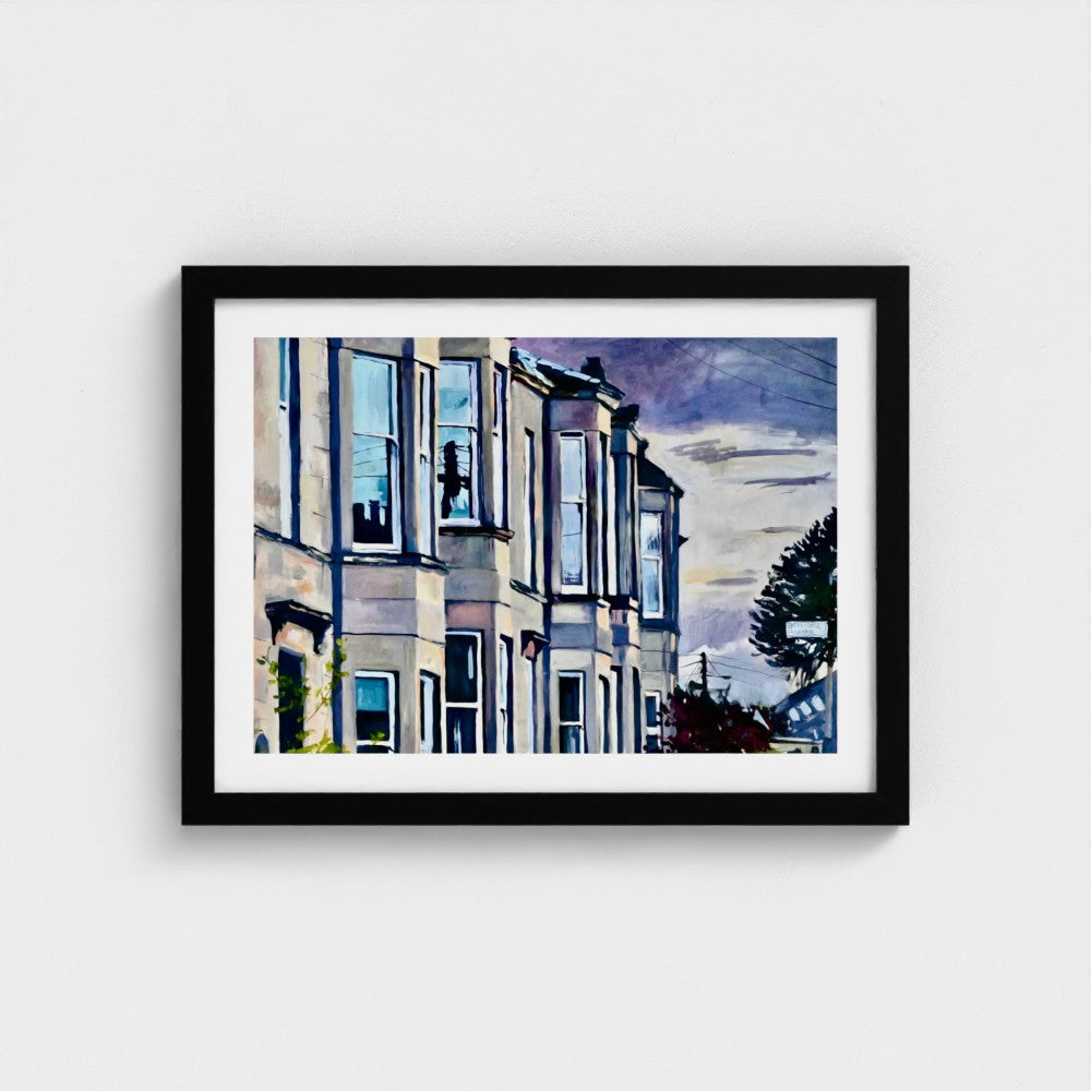 Monkey Puzzle Tree, Glasgow, Fine Art Print on Paper, Victorian Terrace Winter