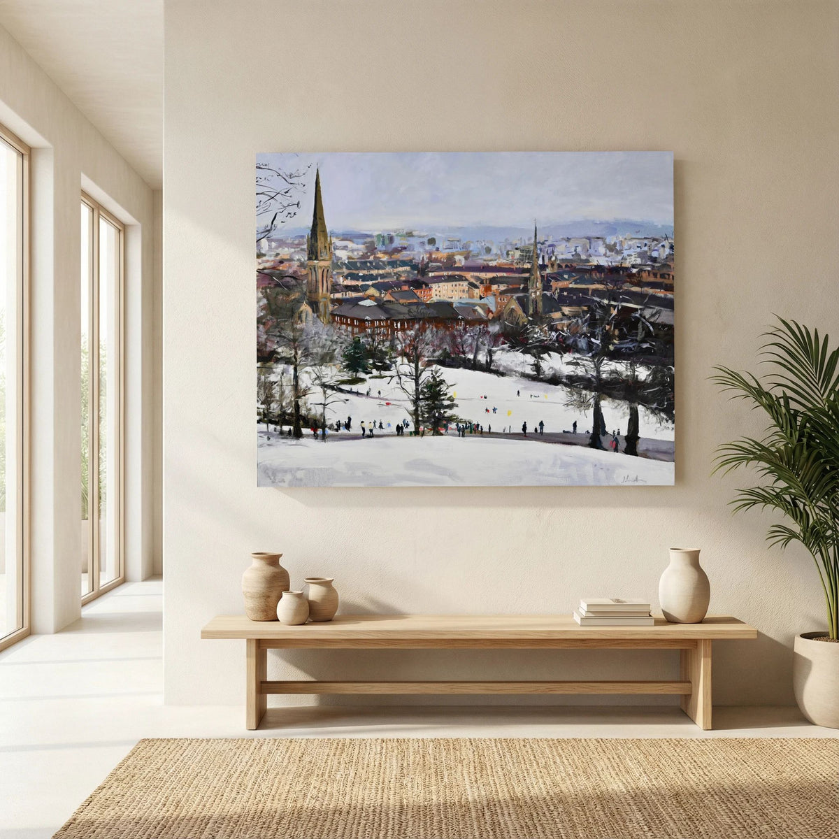 Queens Park in the Snow, Fine Art Print on Canvas