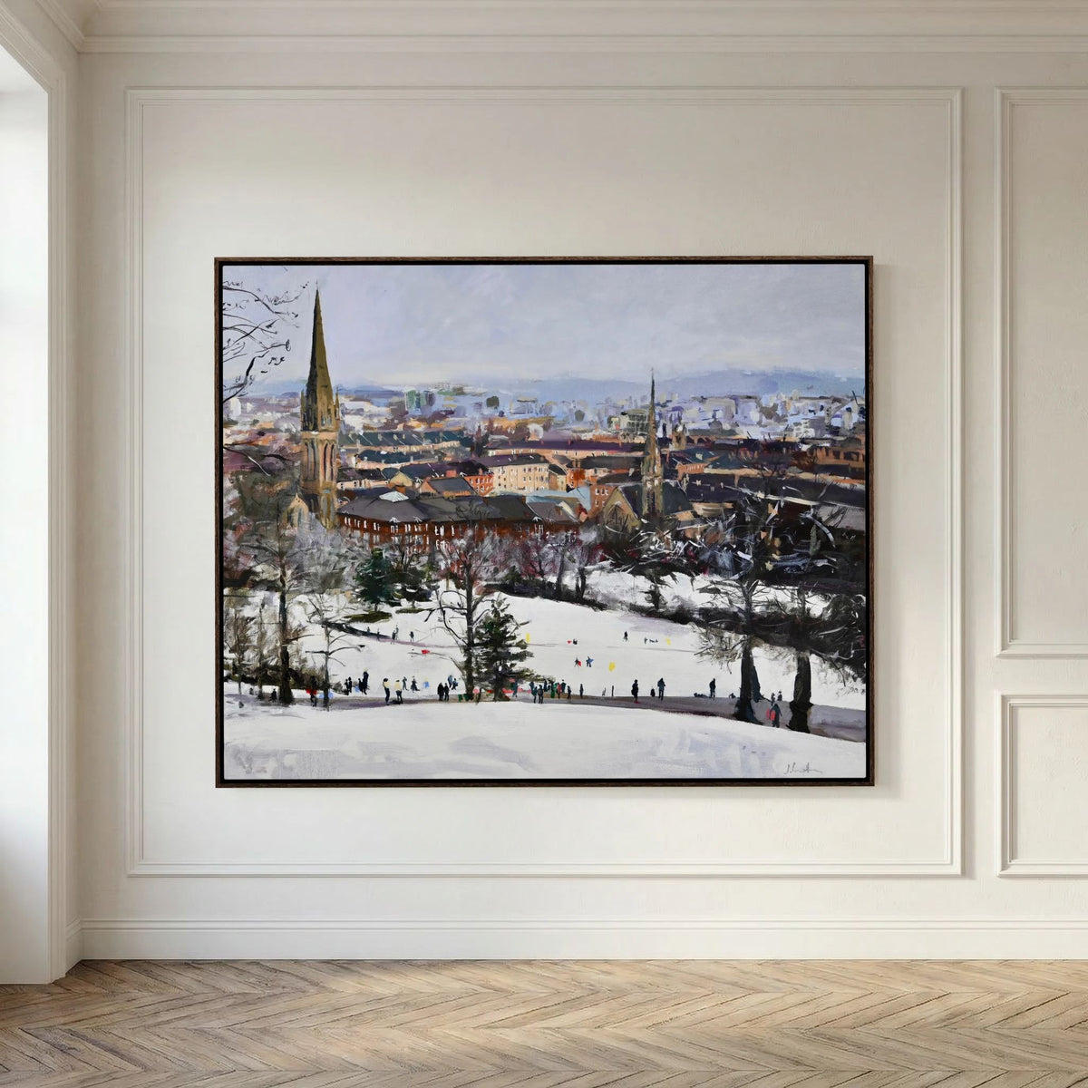 Queens Park in the Snow, Fine Art Print on Canvas