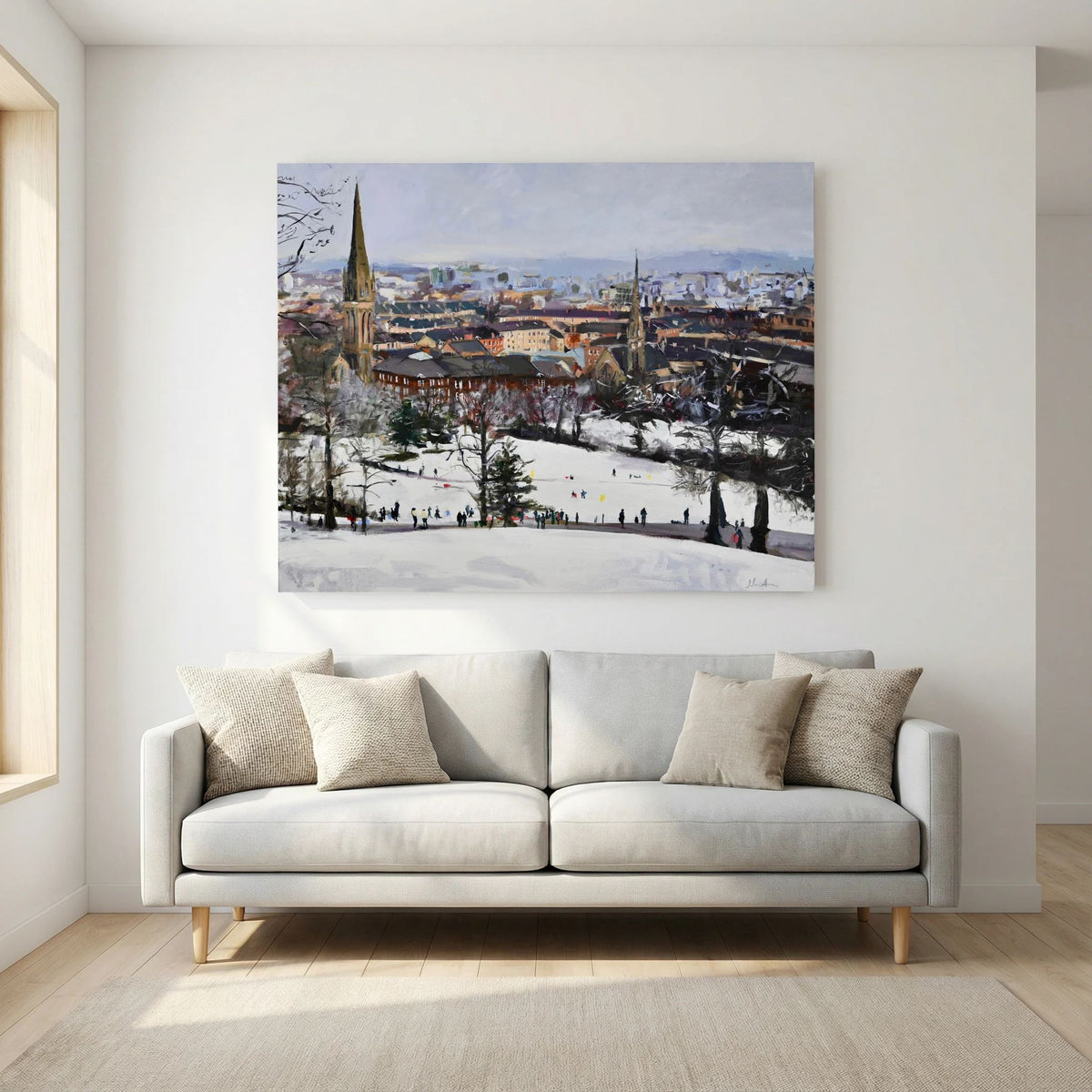 Queens Park in the Snow, Fine Art Print on Canvas