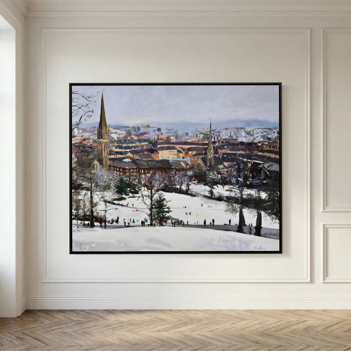Queens Park in the Snow, Fine Art Print on Canvas