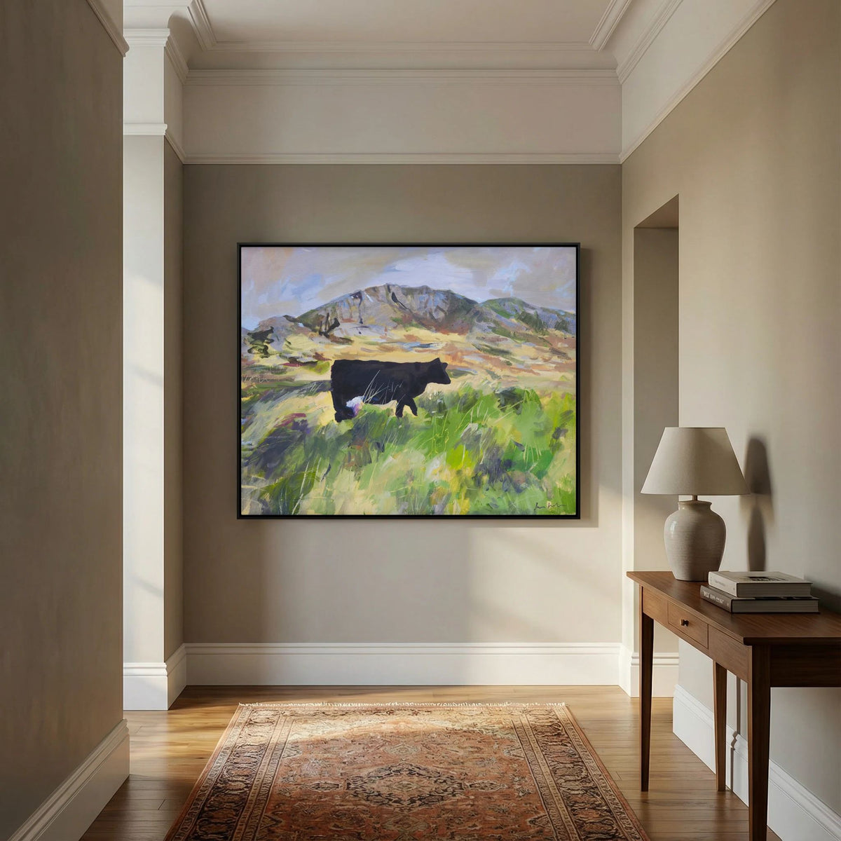 Colonsay Cow, Scottish Island | Fine Art Print on Canvas | Highland Cow Hebridean Landscape | Jenny Hunter