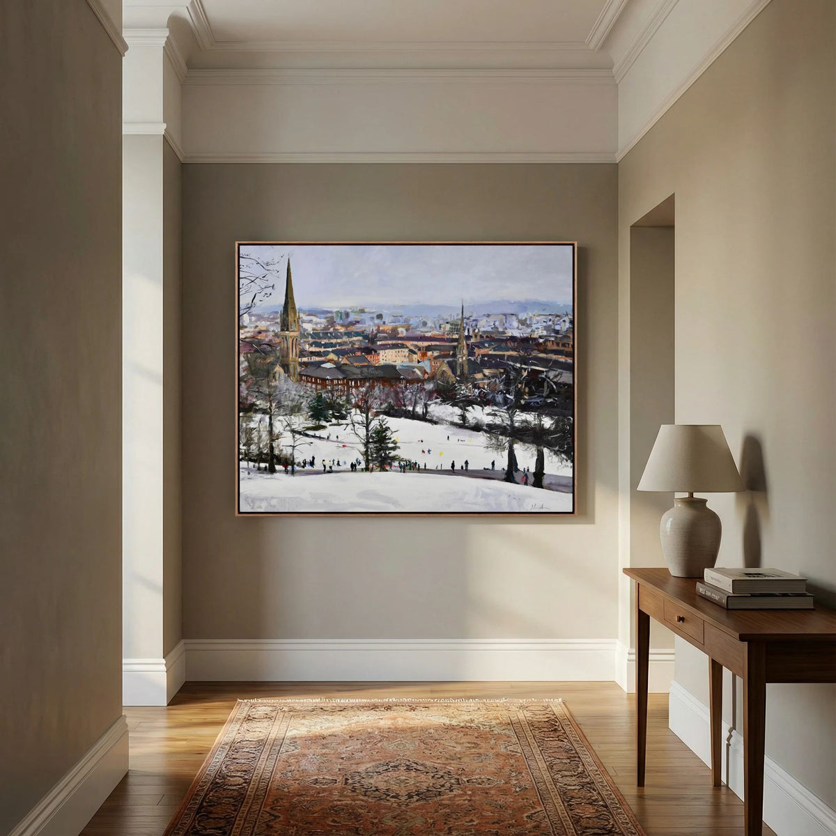 Queens Park in the Snow, Fine Art Print on Canvas