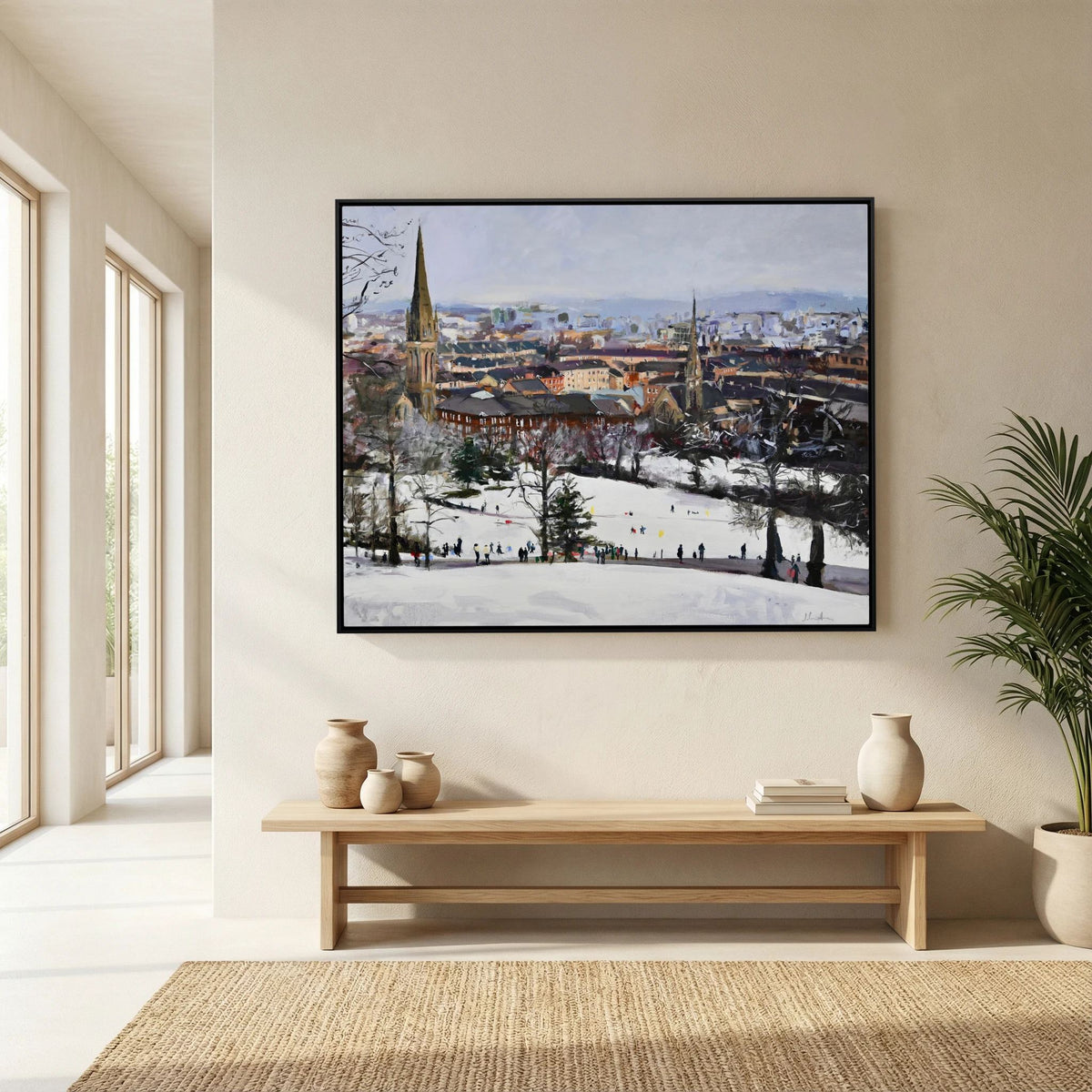 Queens Park in the Snow, Fine Art Print on Canvas