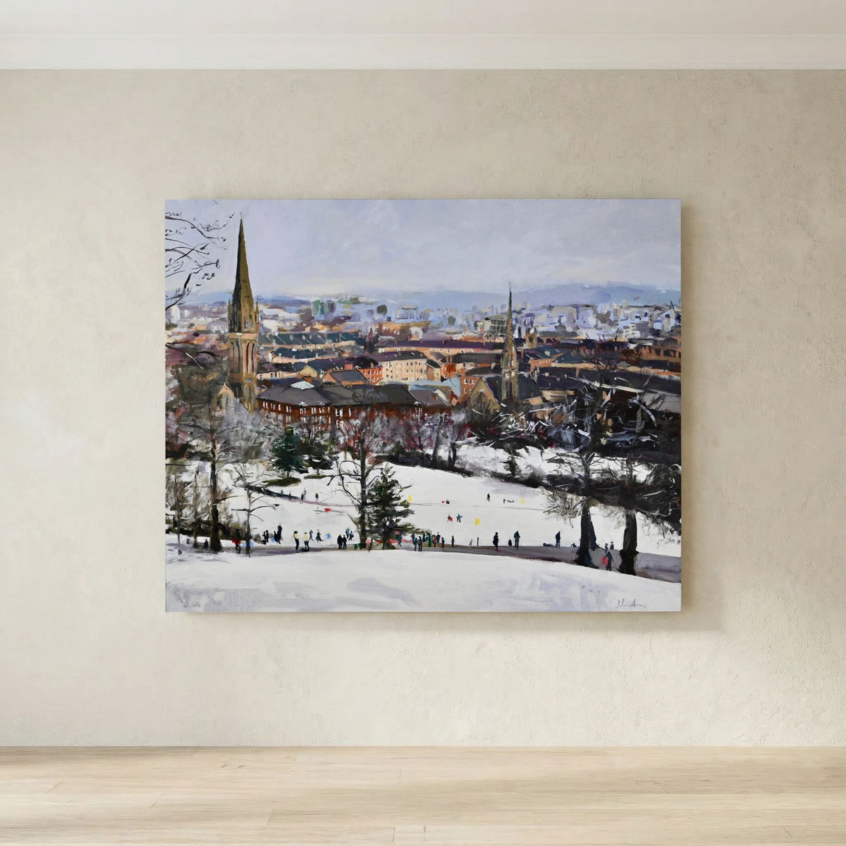 Queens Park in the Snow, Fine Art Print on Canvas