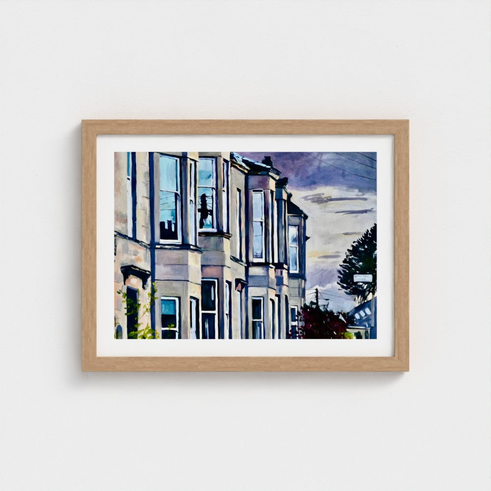 Monkey Puzzle Tree, Glasgow, Fine Art Print on Paper, Victorian Terrace Winter