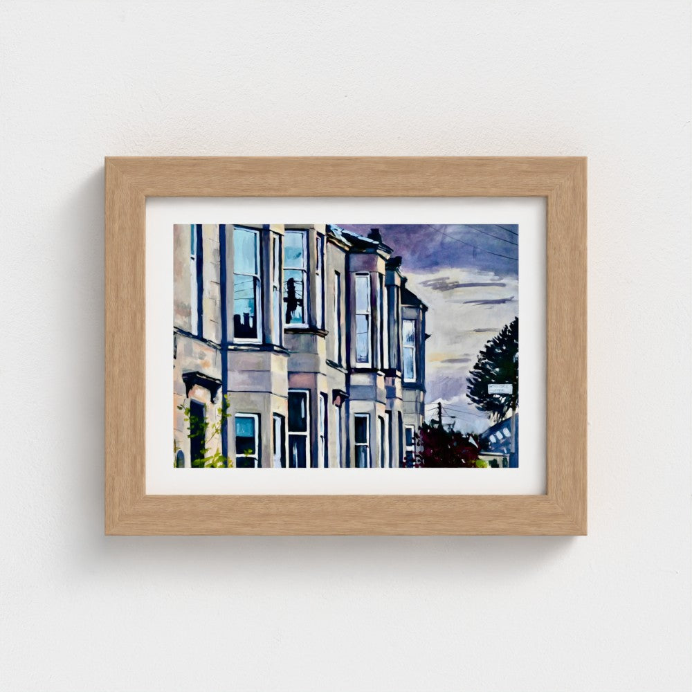 Monkey Puzzle Tree, Glasgow, Fine Art Print on Paper, Victorian Terrace Winter