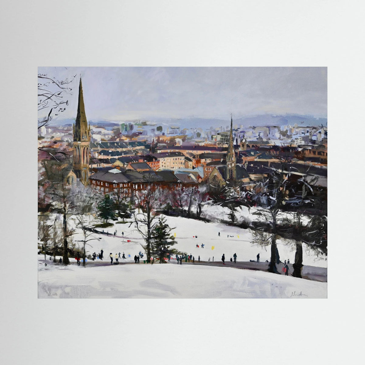 Queens Park in the Snow, Fine Art Print on Canvas