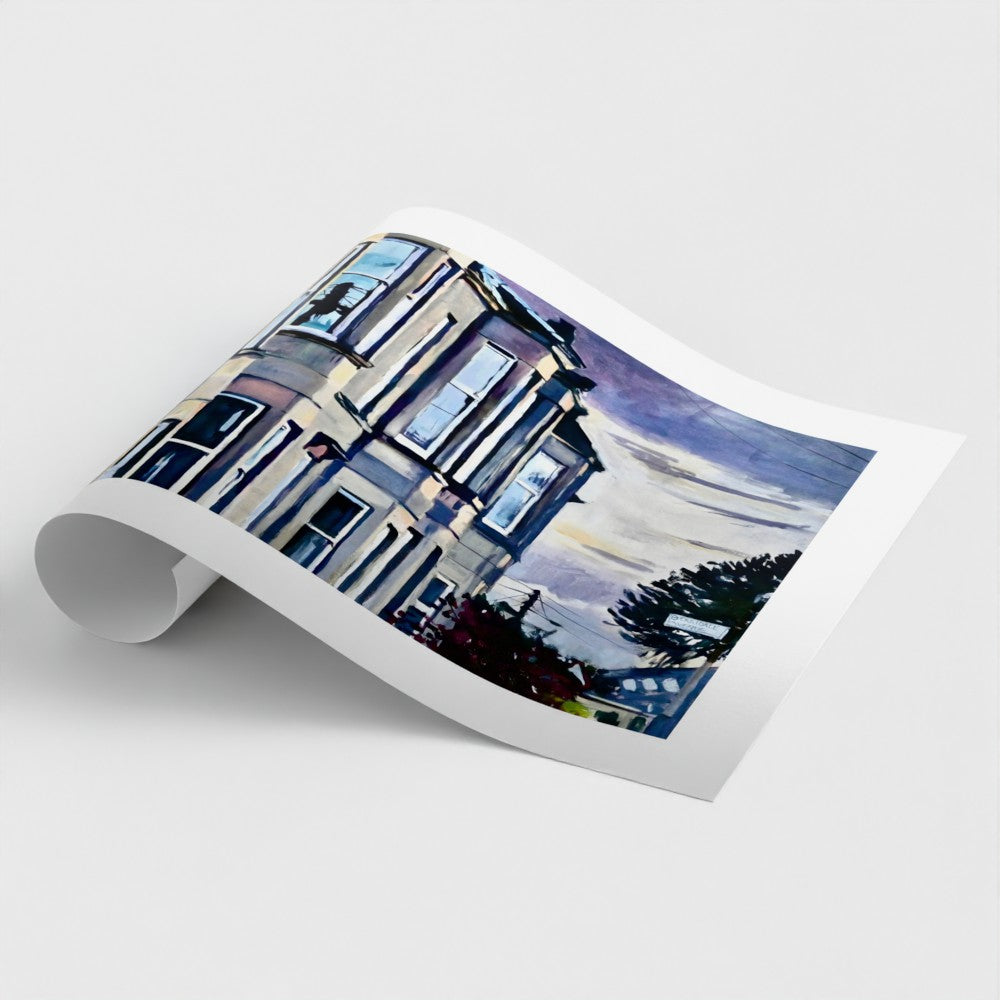 Monkey Puzzle Tree, Glasgow, Fine Art Print on Paper, Victorian Terrace Winter