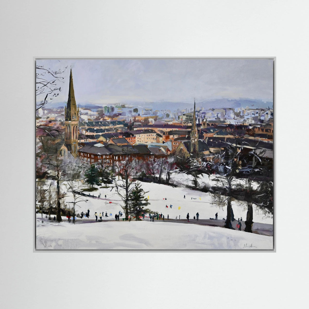 Queens Park in the Snow, Fine Art Print on Canvas